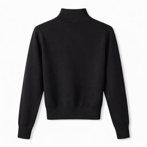 Wholesale Custom Black <b>Mock</b> <b>Neck</b> Sweater 100% Cotton Women's Knit <b>Tops</b> - Factory Direct Supplier & OEM Options - Product Image 2