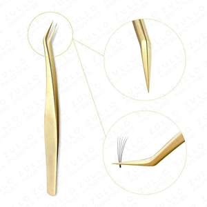 Customizable Gold Eyelash Tweezers Stainless Steel Pointed Tip Private Label OEM Lash Extension <b>Precision</b> <b>Tool</b> - Product Image 5
