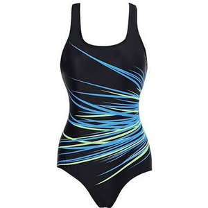 Women One Piece Swimsuit Striped Scoop Neck High Waist Quick Dry Spandex Polyester Swimwear - Product Image 1