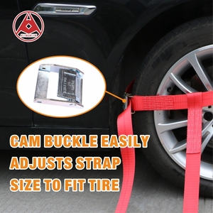 Cinghie a Cestello per Ruote per Trasporto <span class=keywords><strong>Auto</strong></span> per Carichi Pesanti con Ganci a Catena e Fissaggio a Cricchetto per Bisarca e Messa in Sicurezza di Rimorchi - Product Image 3