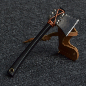 Couteau à pizza portable mini micro AX EDC à dos plat, lame en acier forgé 9, manche en bois, qualité industrielle, pendentif décoratif - Product Image 5