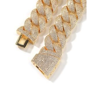 925 Sterling Silver Moissanite Hiphop Cuban Link Necklace Gold Plated <b>Iced</b> <b>Out</b> <b>Chain</b> Jewelry for Unisex Party Gift - Product Image 3