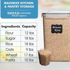 Extra Large Bulk Food Storage <b>Containers</b> 2-Pack 9.5L (321 Oz) with Airtight Lids for <b>Flour</b> - Product Image 3