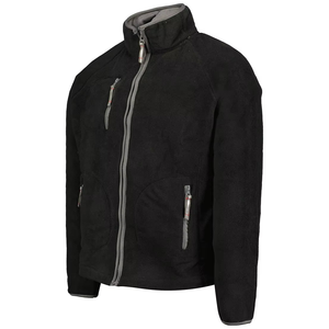 Men's <b>Black</b> <b>Fleece</b> Jacket Full Zip Stand Collar Casual Autumn Wear Polyester Outerwear - Product Image 2