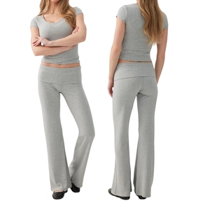 Wholesale Women Mid Waist Flare Yoga Leggings Seamless <b>Tummy</b> <b>Control</b> Breathable Anti-Bacterial Wide Leg Fitness Pants - Product Image 4