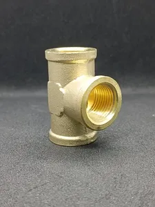 Raccord en T droit en laiton forgé, raccord femelle égal 0,75 pouce, raccord de réduction 1 pouce, finition polie, pour gaz haute pression - Product Image 3