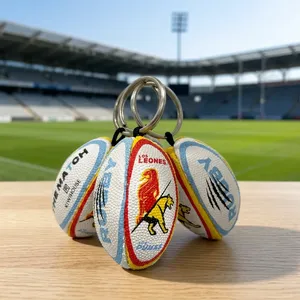 Porte-clés personnalisé en forme de mini ballon de rugby en caoutchouc avec impression de logo, porte-clés promotionnel pour événements sportifs, image de marque d'entreprise - Product Image 2