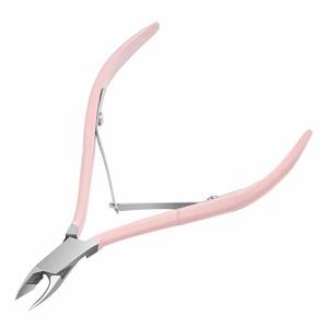 Coupe-ongles professionnel en acier inoxydable avec poignées roses, lame courbée, pointe acérée pour ongles des doigts, usage adulte - Product Image 1