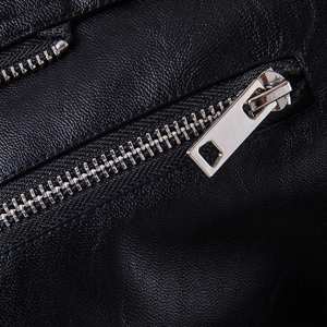 Autumn Winter Men's Casual Zipper PU <b>Leather</b> Slim <b>Long</b> Sleeve Fashion Motorcycle <b>Jacket</b> with Front Logo - Product Image 5