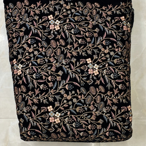 Velvet Fabric Embroidery Embroidered Velvet Fabric <b>Wedding</b> Dresses Fabric Beaded Evening Gown Fabric <b>for</b> Global Wholesale Buyers - Product Image 3