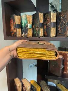 Diario de Cuero Antiguo Personalizable al por Mayor, con Encuadernación a Mano, Papel con Borde Rústico, 100 Hojas sin Líneas, Regalo Premium - Product Image 5