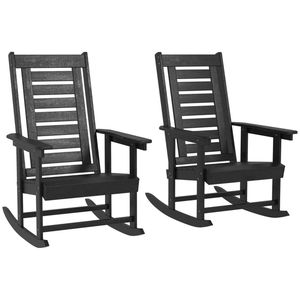 Set di 2 Pezzi: Sedia a Dondolo e Poltrona da Terrazza Nere per Arredo Esterno - Product Image 5