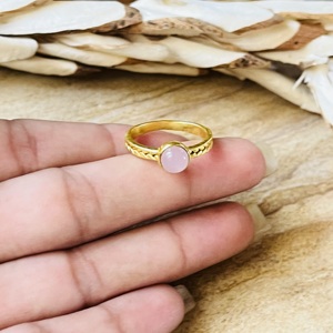 Modern Style Boho <b>Braided</b> Ring Dainty Brass Jewelry For Women 18k Gold Plated Rose Quartz Minimalist Ring For Wholesale/OEM/ODM - Product Image 6
