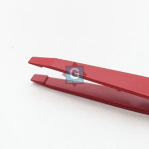 Pince à épiler de précision à pointe inclinée rouge, en acier inoxydable personnalisé pour le modelage des sourcils - Product Image 2