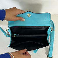 Tas Selempang Mini Kulit Sapi Asli Motif Hati Turquoise Barat, Terlaris, Dengan Tali Bahu Yang Dapat Disesuaikan