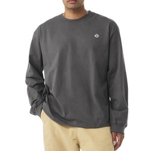 T-shirt à manches longues en jersey simple en coton lavé unisexe fabriqué en usine, couleur anthracite, pour les programmes de marques privées - Product Image 1