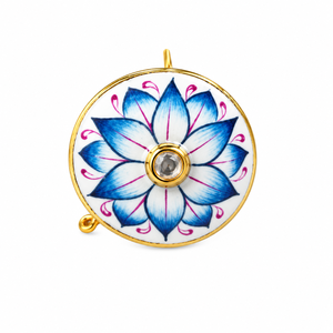 Botones de Lujo Personalizados de Latón con Esmalte Meenakari de Jaipur, Loto Azul y Cristal Polki para Traje Sherwani de Boda para Hombre - Product Image 1
