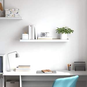 ชั้นวางติดผนังไม้โอ๊คและ MDF ลายรังผึ้งสีขาว ขนาด 35.4 นิ้ว ชั้นวางของตกแต่งสไตล์โมเดิร์นพร้อมโครงโลหะ - Product Image 3