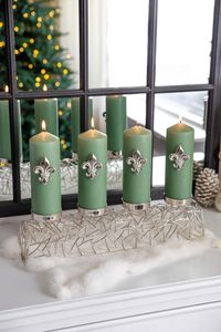 Support de bougie en métal argenté Glow Archieve, porte-bougie à 4 piliers, résistant à la chaleur, décoration de Noël pour la maison - Product Image 6