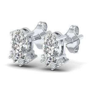 REYES Premium Quality Oval Cut 0.81 Carat CVD Lab Grown Diamond <b>Screw</b> <b>Back</b> Stud <b>Earrings</b> in 925 Sterling Silver Fine Jewelry - Product Image 3