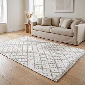 Tapis décoratif en coton tissé à la main à carreaux rose poudré pour chambre d'enfant et décoration intérieure contemporaine - Product Image 5