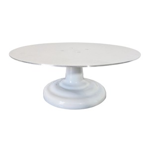 Round Stainless Steel <b>Cake</b> <b>Stand</b> With Gold Trim White Base For Displaying <b>Cakes</b> - Product Image 3