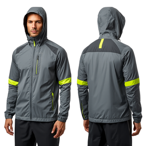 Veste coupe-vent légère et performante pour homme, en acier gris, avec capuche, vêtement d'extérieur décontracté, en stock - Product Image 3