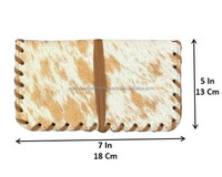 Produits les plus vendus Pochette à tabac en cuir de vachette roulant 100% Étui à cigarettes en cuir véritable fabriqué à la main Hair On Hide Tobacco Wallet