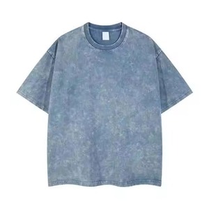 Camiseta de algodón para hombre, estilo oversized, lavado ácido, manga corta, cuello redondo, corte regular, color sólido, estilo casual, tejido jersey. - Product Image 4