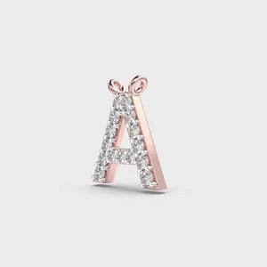 Colgante de Moissanita Letra A, Collar de Oro Rosa con Inicial, Charm de Alfabeto con Incrustaciones, Joyería Personalizada con Nombre, Regalo Hip Hop - Product Image 1