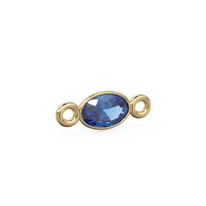 Sapphire 18k Solid Gold <b>Spacer</b> Connector / Handmade Bracelet Finding / Necklace Gold Findings / Blue Gemstone 4x6MM September - Product Image 6