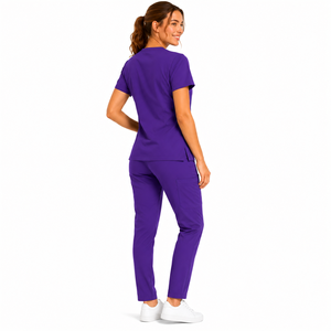 Scrubs Custom Logo Printed Canvas Breathable Unisex Hospital Medical Nursing Uniforms Needle Detection Seamless <b>Fusing</b> Summer - Product Image 5