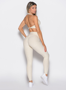 Ensemble de yoga réversible taille haute côtelé pour femme grande taille, avec impression personnalisée sur le devant, 2 pièces, tenue de sport écologique - Product Image 6