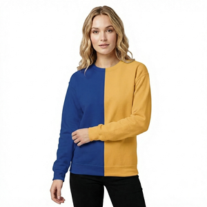 Sudadera Personalizada para Mujer en Dos Tonos, Amarillo y Azul, Ropa Universitaria, Sudadera con Contraste de Color para Hermandades Estudiantiles - Product Image 1