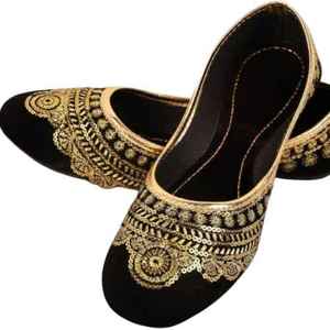 Traditional Cream Handcrafted Mule Heels Golden Floral Embroidery Pearl Detailing Stylish Wedding Party <b>Khussa</b> - Product Image 1