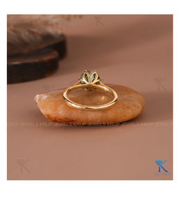 Round Portuguese Cut Forest Green <b>Solitaire</b> <b>Ring</b> Custom <b>Silver</b> or Gold Plated Engagement <b>Ring</b> for Women Fine Jewelry - Product Image 4