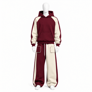 Conjunto deportivo de dos piezas con cremallera de alta calidad, personalizado con serigrafía, estilo holgado, para hombre, hecho en Pakistán. - Product Image 4