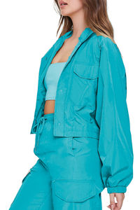 Ensemble veste coupe-vent et survêtement pour femme, personnalisé OEM, imprimé color block, couleur claire, pour l'hiver, longueur intégrale - Product Image 5