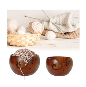 Bol à Fil en Bois de Haute Qualité, Taille Personnalisée, Fait Main, Écologique, Support Multifonctionnel pour Fil à Crocheter – En Promotion - Product Image 1