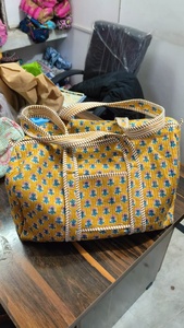 Manufacturer and Wholesaler <b>Large</b> Cotton Weekender Travel <b>Bag</b> Handmade Quilted Fabric Duffle <b>Bag</b> Block Printed Overnight <b>Bags</b> - Product Image 2