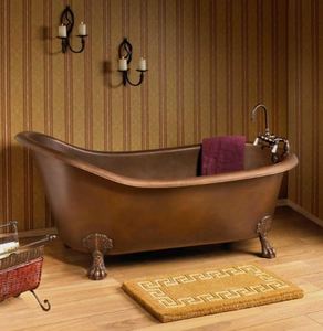 Bañera de Cobre Martillado con Patas de Gato, Ovalada, Independiente, con Pedestal, para Hogar, Hotel, Villa - Artesanía India - Product Image 6