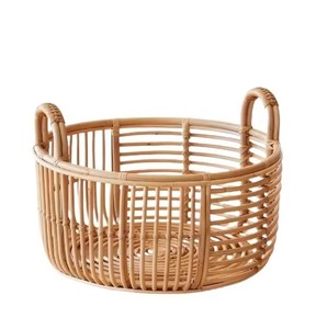 Plateau rond en rotin tressé à la main avec poignées en cuir, idéal pour servir des aliments, l'organisation domestique, la présentation de cadeaux et la décoration d'événements - Product Image 4
