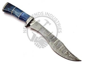 Couteau de chasse en acier Damas à manche intégral, multi-usage, avec poignée en os de chameau coloré, idéal pour la randonnée, le camping et la survie – Vente chaude - Product Image 4