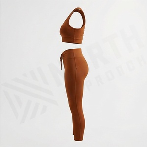 Ensemble de yoga pour femmes, vêtements de sport deux pièces, respirant, personnalisable, toutes tailles, couleur unie, marque privée - Product Image 3