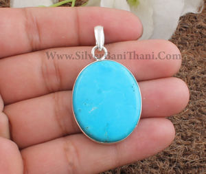 Collar Unisex de Piedras Preciosas Vintage Hechas a Mano con Turquesa Azul Natural y Plata de Ley 925 Chapada en Platino al por Mayor - Product Image 4