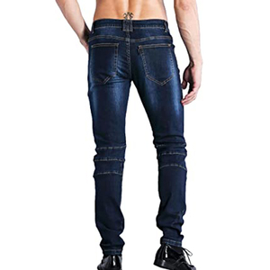 Pantalon en jean décontracté pour homme à séchage rapide, grande taille, style streetwear hip-hop ample, design décontracté avec mélange extensible - Product Image 4