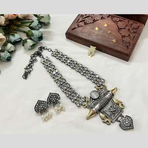 Ensemble de colliers longs en pierre Pota plaquée 2 tons Ensembles de bijoux de mode - Product Image 1