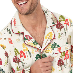 Classic Design Customizable <b>Men's</b> Satin Sleepwear Breathable Lightweight Quick Dry Long Sleeve Lounge <b>Set</b> - Product Image 2