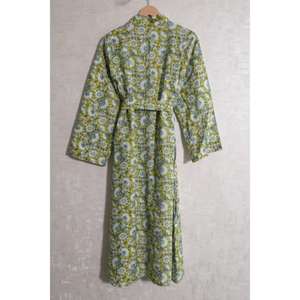 Bata Kimono de Algodón Estampado para Mujer, Estilo Bohemio, Informal, para Verano, Uso Doméstico, Bata de Baño con Cuello en V, Larga, Ligera y de Secado Rápido - Product Image 5