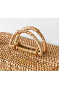 Portable woven bamboo and rattan <b>camping</b> travel <b>storage</b> <b>box</b> - Product Image 4